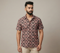 Sanganeri Print Shirt - Black & Pink Floral