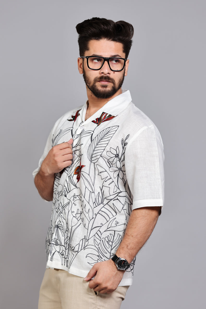 Premium Botanical Linen-Blend Shirt