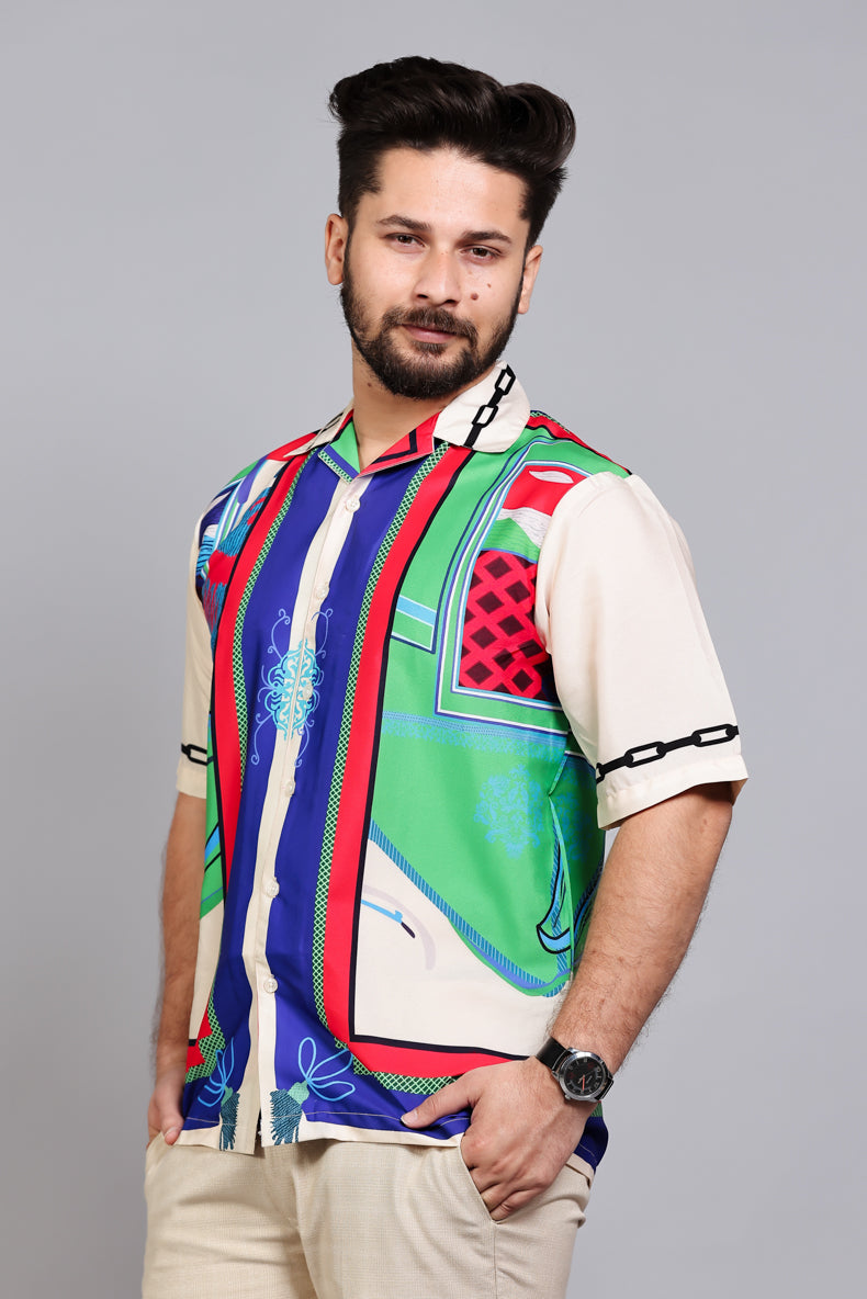 Multicolor Abstract Statement Shirt