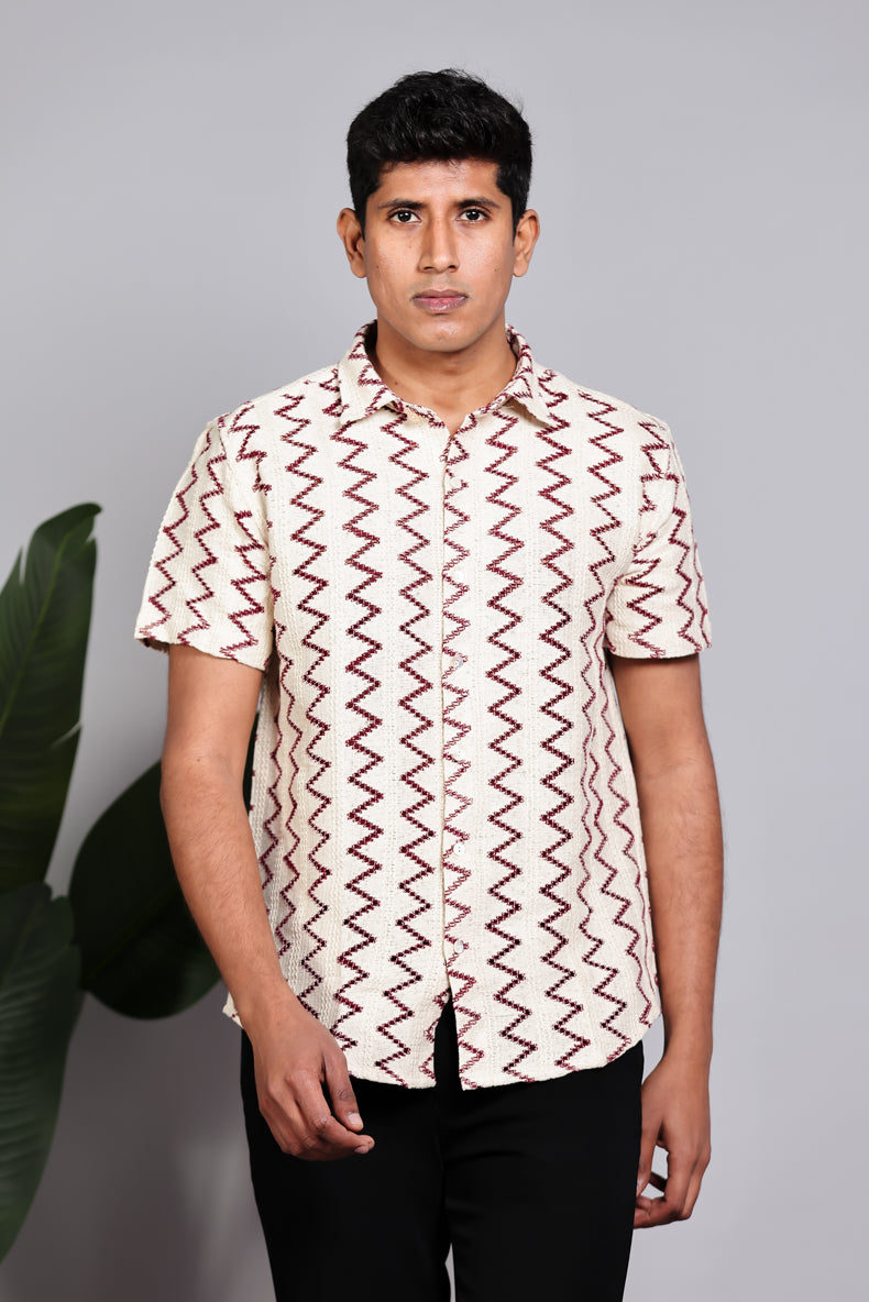 Zigzag Crochet Texture Shirt