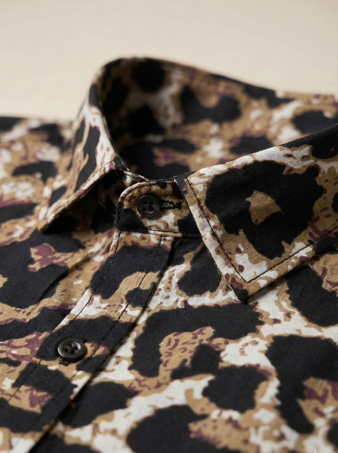 Unique Leopard Motif Cotton Shirt - Hand Block Inspired