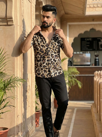 Unique Leopard Motif Cotton Shirt - Hand Block Inspired